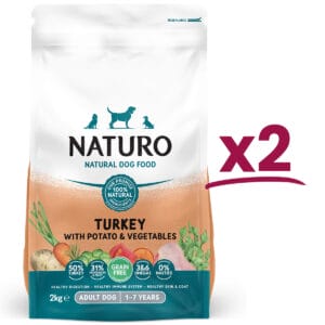 2 bags of Naturo 2kg Bags in Grain Free Turkey with Potato and Vegetables