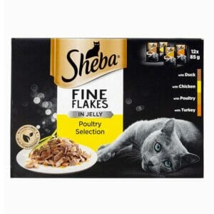 SHEBA Fine Flakes Adult Poultry Collection in Jelly Wet Cat Food 12x85g Pouches