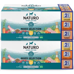 NATURO Natural Variety Pack with Brown Rice Adult Wet Dog Food 6x400g - 2 Boxes