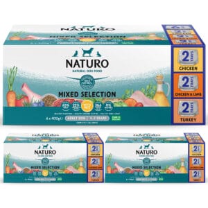 3 boxes of 6 trays of Naturo Mixed Selection in Chicken, Chicken and Lamb, and Turkey flavours