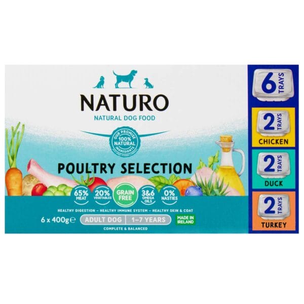 1 box of Naturo Grain Free Poultry Selection 6 trays in a box