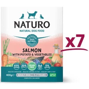 7 Trays of Naturo 400g Grain Free Salmon with Potato and Vegetables