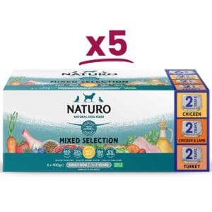5 boxes of 6 trays of Naturo Mixed Selection in Chicken, Chicken and Lamb, and Turkey flavours