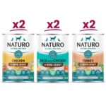 6 cans of Naturo Grain Free Poultry Selection in Herb Gravy Adult Wet Dog Food