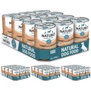 4 Boxes of 12 of Naturo Turkey with Chicken in Jelly 390g