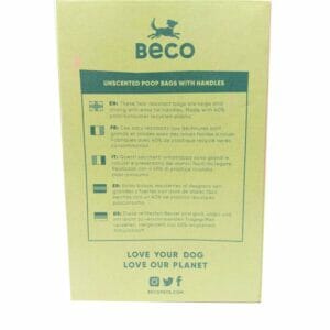 BECO Dog Poop Bags with Handles, Unscented, 120 Pack back pack