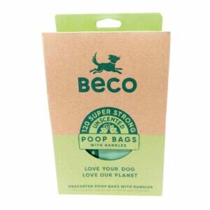 BECO Dog Poop Bags with Handles, Unscented, 120 Pack