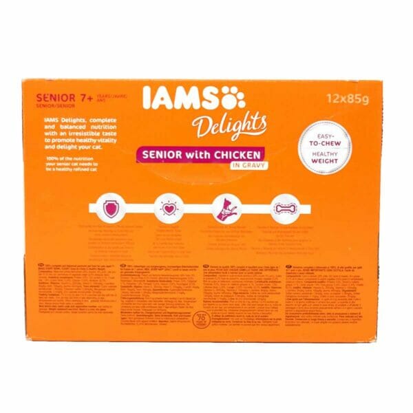 IAMS Delights Senior Land & Sea Collection with Chicken 7+ Years 12x85g back pack