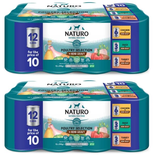 2 packs of Naturo Poultry Selection in Herb Gravy 12 cans for the price of 10