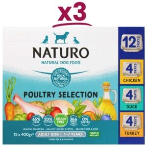 3 boxes of Naturo Grain Free Poultry Selection 400g 12 trays