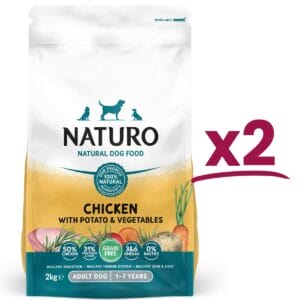 2 bags of Naturo 2kg Bags in Grain Free Chicken with Potato and Vegetables