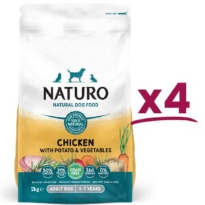 4 bags of Naturo 2kg Bags in Grain Free Chicken with Potato and Vegetables