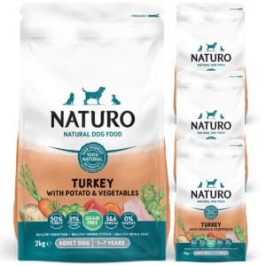 4 bags of Naturo 2kg Bags in Grain Free Turkey with Potato and Vegetables