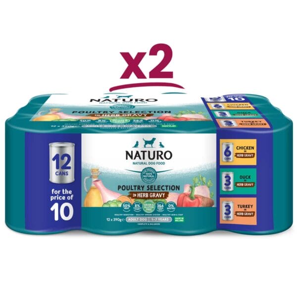 2 packs of Naturo Poultry Selection in Herb Gravy 12 cans for the price of 10