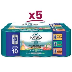 5 packs of Naturo Poultry Selection in Herb Gravy 12 cans for the price of 10