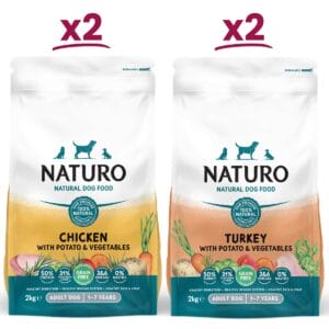 4 Naturo Grain Free 2kg Packs:Chicken and Turkey both with Potato and Vegetables flavor bundle