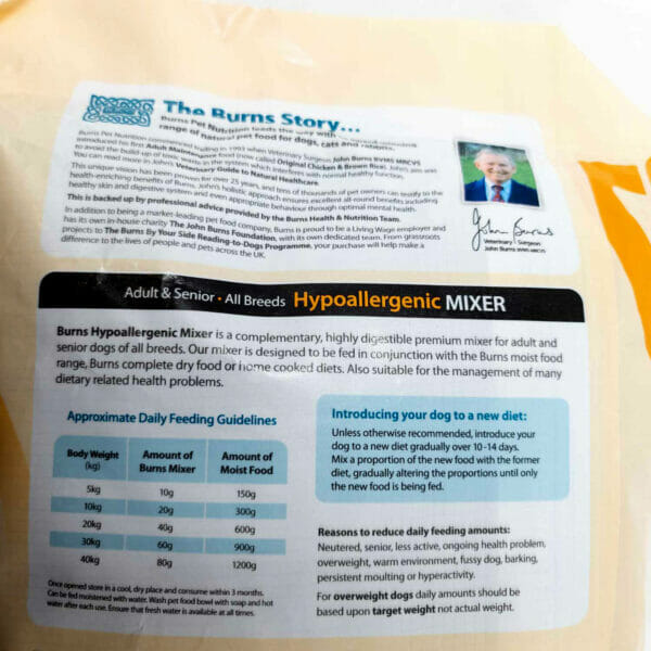 Burns Hypoallergenic Mixer Adult Dry Dog Food 2kg-back pack