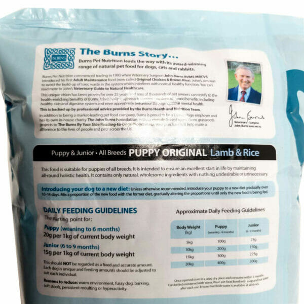 Burns Puppy Lamb & Rice 2kg-back pack