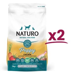 2 bags of NATURO 2kg Puppy Grain Free Chicken with Sweet Potato & Vegetables