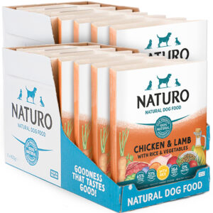 2 boxes of 7 trays of Naturo Chicken & Lamb with Rice Trays 400g