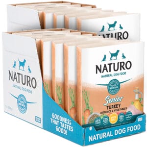 2 boxes of Naturo Senior Turkey with Rice & Vegetables 400g 8 trays each