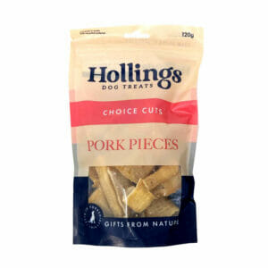 HOLLINGS Natural Pork Pieces Dog Treats 120g front pack