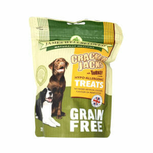JAMES WELLBELOVED Crackerjack Grain Free Turkey & Veg Dog Treats 225g front pack