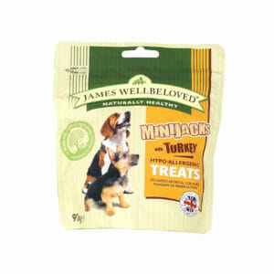 JAMES WELLBELOVED Minijacks Turkey & Rice Dog Treats 90g front pack
