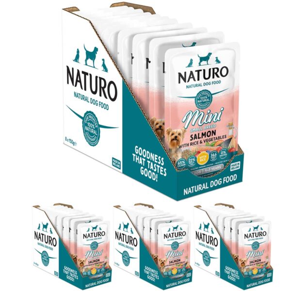 32 Pouches of Naturo Mini Small Breed Salmon with Rice and Vegetables