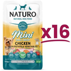 16 Pouches of Naturo Mini Small Breed Chicken with Rice and Vegetables