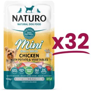 32 Pouches of Naturo Mini Small Breed Chicken with Rice and Vegetables