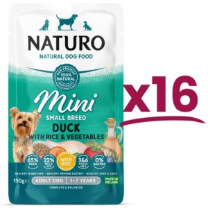 16 Pouches of Naturo Mini Small Breed Duck with Rice and Vegetables
