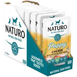 8 Pouches of Naturo Puppy Chicken with Rice and Vegetables