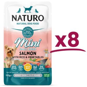 8 Pouches of Naturo Mini Small Breed Salmon with Rice and Vegetables