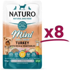 8 Pouches of Naturo Mini Small Breed Chicken with Rice and Vegetables