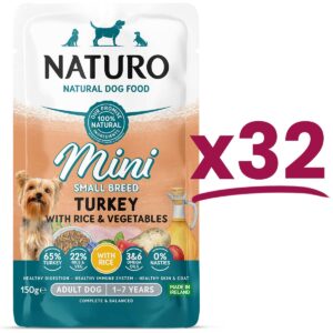 32 Pouches of Naturo Mini Small Breed Turkey with Rice and Vegetables