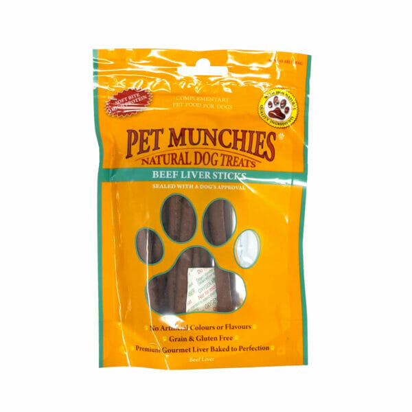 PET MUNCHIES Beef Liver Sticks Dog Treats 90g front pack