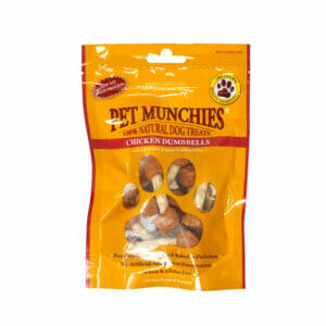 PET MUNCHIES Chicken Dumbells Dog Treats 80g front pack