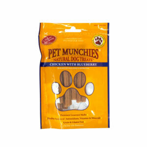 PET MUNCHIES Chicken with Blueberry Dog Treats 80g front pack