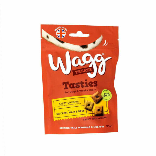 WAGG Tasties Chicken Ham & Beef Tasty Chunks 125g front pack