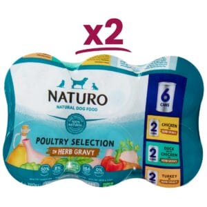 2 packs of Naturo Grain and Gluten Free 390g in Herb Gravy each pack contains 12 cans