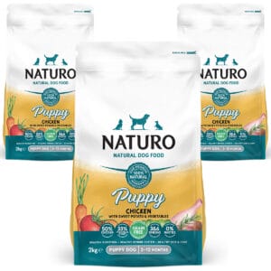 3 bags of Naturo 2kg Bags in Grain Free Puppy Chicken with Sweet Potato and Vegetables