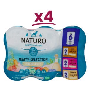 4 packs of Naturo Meaty Selection in Herb Jelly 6 cans 390g