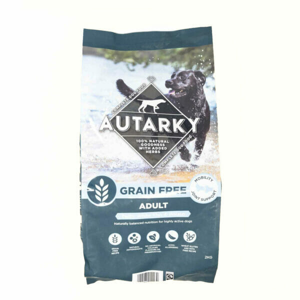 AUTARKY Adult Grain & Gluten Free Hypoallergenic Tasty White Fish & Potato Complete Dry Dog Food 2kg front pack