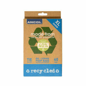 Ancol Recycle Plastic Poop Bags Tie Handles XL 40 Bags