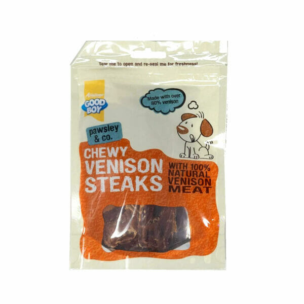 Good Boy Chewy Venison Steak Dog Treat 80g front pack