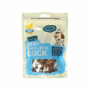 Good Boy Pawsley Deli Chewy Twists Duck Dog Treat 90g front pack