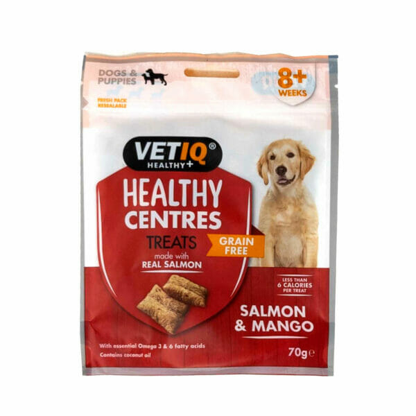 VETIQ Healthy Centres Grain Free Salmon & Mango Dog Treats 70g front pack