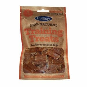 A 75g pouch of HOLLINGS Training Dog Treats Chicken