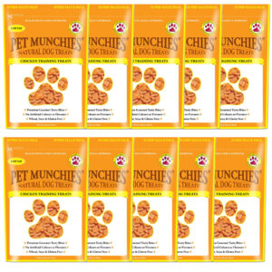 8 pouches of PET MUNCHIES 100% Natural Chicken Dog Training Treats 150g